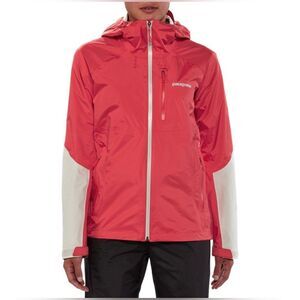 Patagonia Women's Red/Orange and White waterproof H2NO Jacket; Size Small